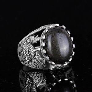 Gerçek Doğal Piryt Taşlı Yüzük, 925 Ayar Sterling Gümüş Erkek Yüzük, Refah Manifestasyonu Tasarımı - Görsel 5