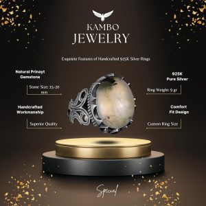 925 Ayar Gümüş Erkek Yüzük - Doğal Taş Seçeneği ile El Yapımı Tasarım (Prehnite Jade) - Görsel 2