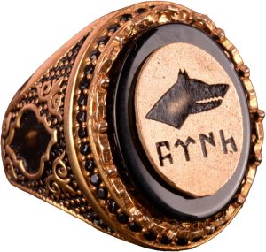 925 Ayar Gümüş Gök Türk Gri Kurt Yüzük - El Yapımı Vintage Tarzı Erkek Takısı - Görsel 1