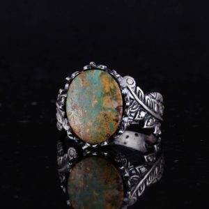 Gerçek Doğal Arizona Turkuaz Taş Yüzük, 925 Ayar Gümüş Yüzük, Minimalist El Yapımı Yüzük (Stil-11) - Görsel 6