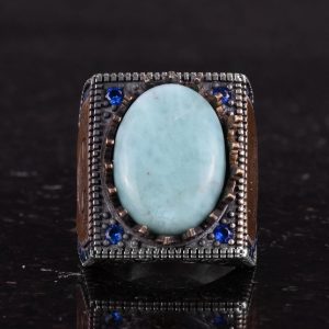 Gerçek Doğal Taş Yüzük - 925 Ayar Gümüş İslami Yüzük - El Yapımı Hat Yüzük - Görsel 4