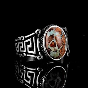 Gerçek Doğal Arizona Turkuaz Taş Yüzük, 925 Ayar Gümüş Erkek Yüzük (Model-1) - Görsel 4