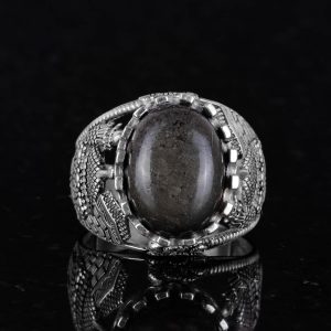 Gerçek Doğal Piryt Taşlı Yüzük, 925 Ayar Sterling Gümüş Erkek Yüzük, Refah Manifestasyonu Tasarımı - Görsel 3