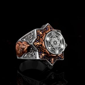 Metatron Yüzüğü, Damgalı Yüzük, Helatron Küp, 925 Ayar Gümüş Yüzük Erkekler İçin - Görsel 2