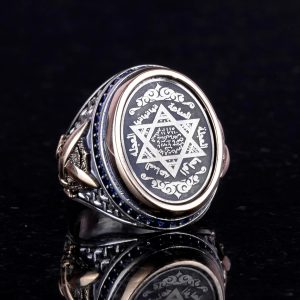 925 Ayar Gümüş Erkek Yüzük, Davud Yıldızı Yüzüğü, Erkekler için Farklı Yüzük - Görsel 4