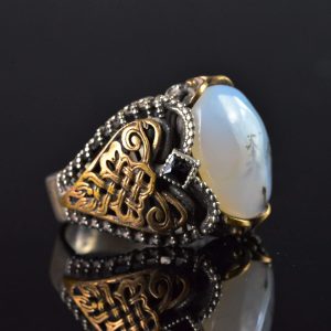 El yapımı Yemeni Akik Yüzük, 925 Ayar Gümüş Erkek Yüzük, Doğal Şifa Taşı - Görsel 4