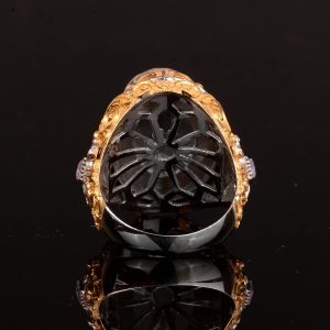 925 Ayar Gümüş Erkek Yüzük, Beyaz Topaz Yapay Taş - Görsel 7