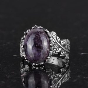 Gerçek Doğal Cabochon Safir Taşlı Vintage Bohem Tasarımlı Gümüş Kadın Yüzüğü - Görsel 6