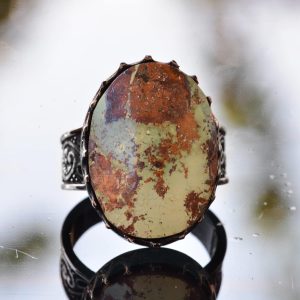 Büyük halka, Gerçek Doğal Arizona Turkuaz Taşı Yüzük, El Yapımı Yüzük, 925 Ayar Gümüş Yüzük Erkekler İçin - Görsel 5