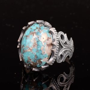 Gerçek Doğal Arizona Turkuaz Taş Yüzük, El Yapımı Takı, 925 Ayar Gümüş Yüzük (Model-2) - Görsel 6