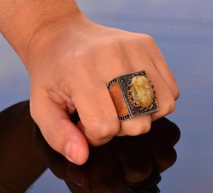 Gerçek Arizona Turkuaz Taş Yüzük, David of Star Yüzüğü, Boho Yüzük - Görsel 5