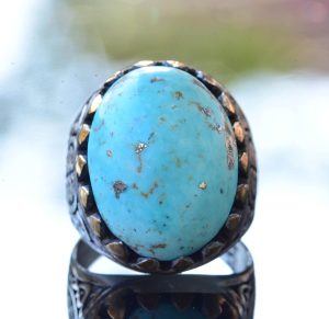 Doğal Arizona Turkuaz Taşlı Yüzük - Gümüş Erkek Yüzüğü - Görsel 5