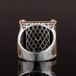 Gerçek Doğal Arizona Turkuaz Taş Yüzük, Sultan Yüzük, 925 Ayar Gümüş Yüzük - Görsel 6