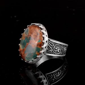 Gerçek Arizona Turkuaz Taş Yüzük, 925 Ayar Katı Gümüş Yüzük - Görsel 5