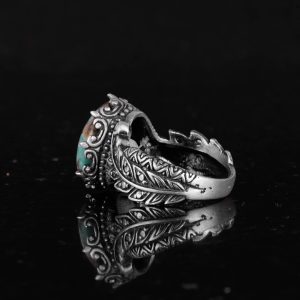 Gerçek Doğal Arizona Turkuaz Taş Yüzük, 925 Ayar Gümüş Yüzük, Minimalist El Yapımı Yüzük (Model-12) - Görsel 7