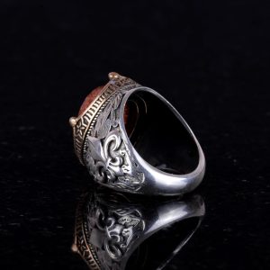 925 Ayar Gümüş Yüzükler Premium Yapay Taşlarla (Yapılmış Kahverengi Güneş Taşı) - Görsel 5