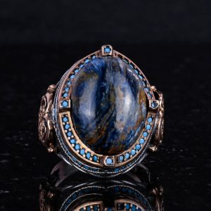 925 Ayar Gümüş Yüzük, Doğal Pietersite Taşı ile El Yapımı Erkek Yüzük, Vintage Tasarım - Görsel 4