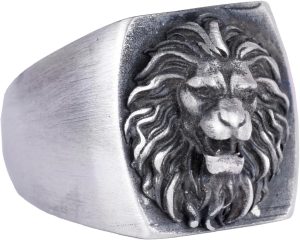 Aslan Yüzüğü, Hayvan Yüzüğü, Leo Yüzüğü, 925 Ayar Gümüş Yüzük, İfadeli Yüzük (Özelleştirilebilir) - Görsel 1