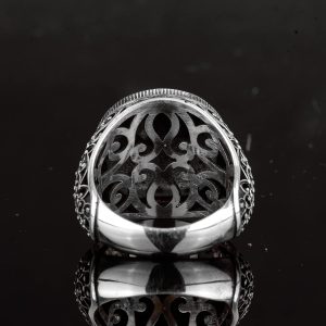 925 Ayar Gümüş Erkek Yüzük - David Yıldızı ve Hat Sanatı Tasarımı - Görsel 8