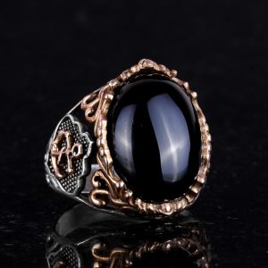 925 Ayar Katı Gümüş Yüzük, Denizci Tersanesi Yüzüğü, Gerçek Doğal Oniks Taşı Yüzüğü, - Görsel 5