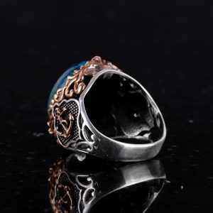 Denizci Çapa Yüzüğü, Doğal Azurit Taş Yüzüğü, 925 Ayar Sert Gümüş Erkek Yüzüğü, İçgörü ve Netlik Tasarımı - Görsel 6