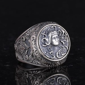Yunan Mitolojisi Yüzüğü - Medusa Yüzüğü - 925 Ayar Gümüş Yüzük - Görsel 5