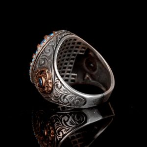 Erkek Gümüş Yüzük, Akuamarin zirkon Taş, Kral Yüzük, Erkek Yüzük - Görsel 7