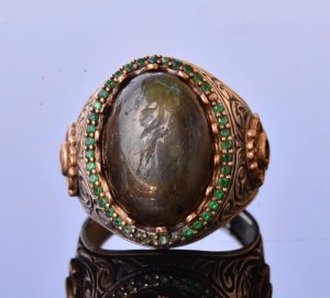 Gerçek Labradorit Taş Yüzük, 11.10 Karat, Gümüş Kral Yüzük, 925 Ayar Gümüş Yüzük - Görsel 5