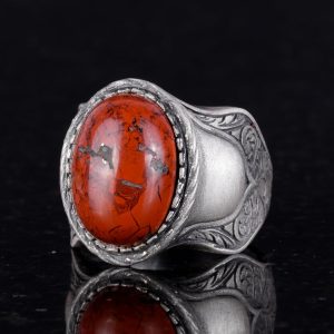 Doğal Taş Yüzük, 925 Ayar Gümüş Yüzük, (Kan Taşı) - Görsel 5