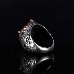 925 Ayar Gümüş El Yapımı Erkek Yüzük - Çeşitli Doğal Taşlarla Mevcut (Demir Pirit) - Görsel 6