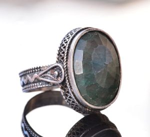 Sert 925 Ayar Gümüş Unisex Yüzük - Gerçek Yeşil Jade Doğal Taş - Görsel 3