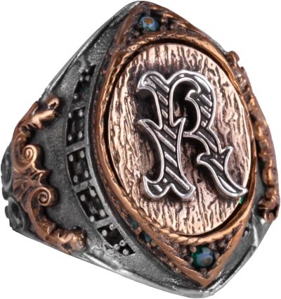 925 Ayar Katı Gümüş Yüzük, Monogram Kişiselleştirilmiş Harf Yüzüğü, Erkekler için Gümüş Baş Harf Yüzüğü - Görsel 1