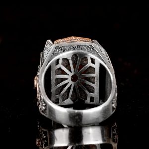 Gerçek Doğal Yemen Akik Taşı Yüzük - 925 Ayar Gümüş Yüzük Erkekler İçin (Stil-3) - Görsel 6