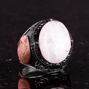 Salomon Yüzüğü, Ay Taşı Değerli Taş Yüzüğü - Gizemli 925K Sert Gümüş Erkek Yüzüğü - Ay Işığı Tasarımı - Görsel 5