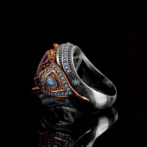 Gerçek Doğal Taş Yüzük - El Yapımı 925 Ayar Gümüş Yüzük (Florit) - Görsel 6