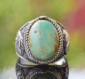Doğal Arizona Turkuaz Taş Yüzük - 925 Ayar Gümüş Erkek Kartal Yüzüğü - Günlük Kullanım ve Özel Etkinlikler İçin İdeal (Stil-2) - Görsel 5