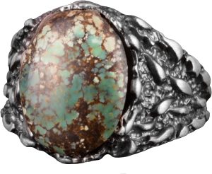 Gerçek Doğal Arizona Turkuaz Taşı Yüzük, Erkekler İçin Hediye, 925 Ayar Gümüş Yüzük, Minimalist Yüzük (Stil-9)