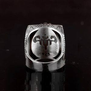 Gümüş Erkek Yüzük, Oniks Taşlı Yüzük - Görsel 6