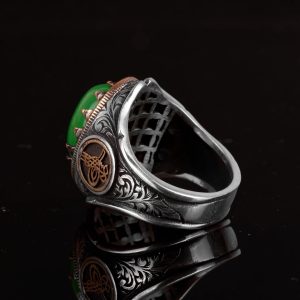 Erkekler için 925 Ayar Gümüş Yüzük - Doğal Jade Taşlı Yüzük - Görsel 6