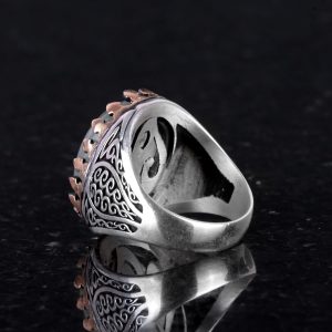 925 Ayar Katı Gümüş Erkek Yüzük Doğal Taşlarla - El Yapımı Şıklık (Prehnite Jade Taşı) - Görsel 5
