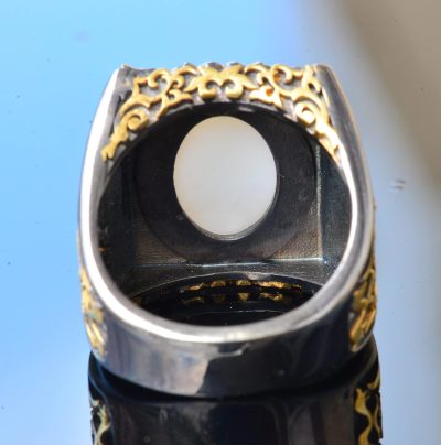 Erkekler için Sterlin Gümüş Sultan Yüzük - Çift Başlı Arnavut Kartalı Tasarımı - Görsel 9