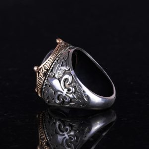 925 Ayar Gümüş El Yapımı Erkek Yüzük - Farklı Doğal Taşlarla Mevcuttur (Yeşil Göz) - Görsel 6