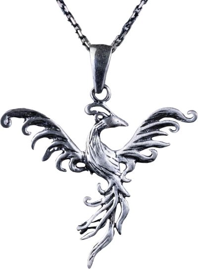 925 Ayar Gümüş Anka Kuşu Kolye Ucu - El Yapımı Yeniden Doğuş ve Dönüşüm Sembolü