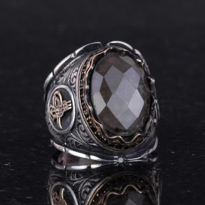 Doğal Dumanlı Kuvars Taşlı Yüzük, 925 Ayar Gümüş Yüzük, Farklı Tasarım Yüzük - Görsel 4