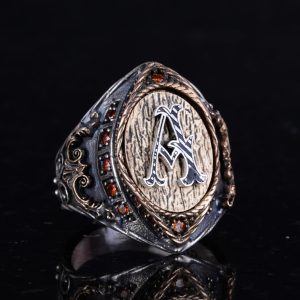 925 Ayar Katı Gümüş Yüzük, Yüzük Adam Yüzüğü, Monogram Yüzüğü, Özel El Yapımı Gümüş Erkek Yüzüğü - Görsel 5