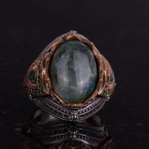 925 Ayar Gümüş Erkek Yüzük, Doğal Sumağa Agat Taşı Yüzük Erkekler İçin - Görsel 2