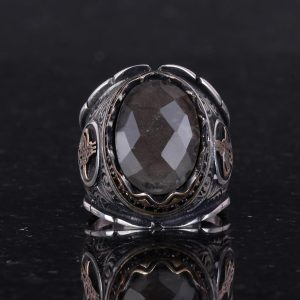 Doğal Dumanlı Kuvars Taşlı Yüzük, 925 Ayar Gümüş Yüzük, Farklı Tasarım Yüzük - Görsel 3