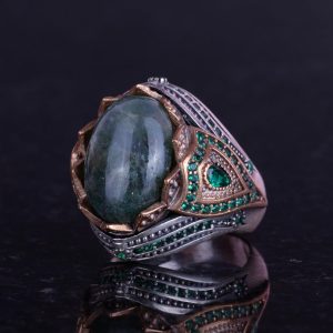 925 Ayar Gümüş Erkek Yüzük, Doğal Sumağa Agat Taşı Yüzük Erkekler İçin - Görsel 5