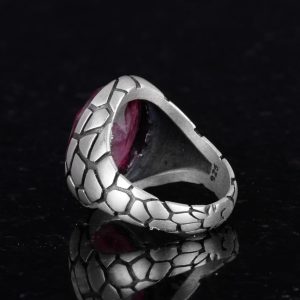 Erkekler için Lüks 925 Ayar Gümüş Yaratılan Taşlı Yüzükler - Çeşitli Koleksiyon (Kırmızı Paraiba Yaratılan Taş) - Görsel 5