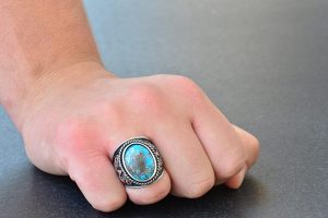 Gerçek Doğal Arizona Turkuaz Taş Yüzük, Sterlin Gümüş Erkek Yüzüğü - Görsel 7